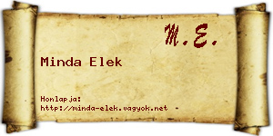 Minda Elek névjegykártya